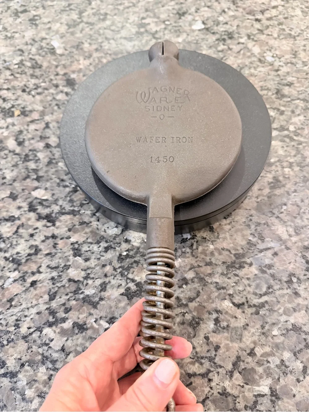 Vintage Wagner Cast Iron Pizzelle/Iron Cookie Press - Dark Gray